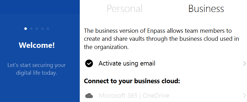 Activate Enpass Business using email